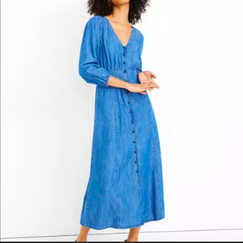 Madewell denim pieced waist midi dress